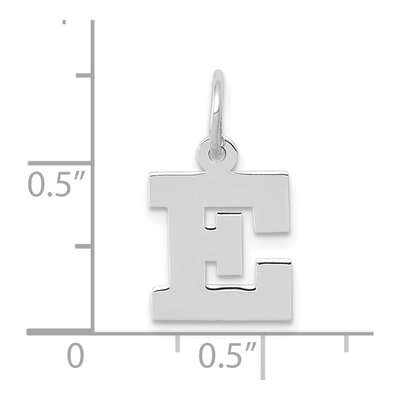 10K White Gold Block Initial E Pendant – view 3