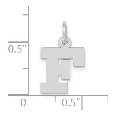 10K White Gold Block Initial F Pendant – view 3