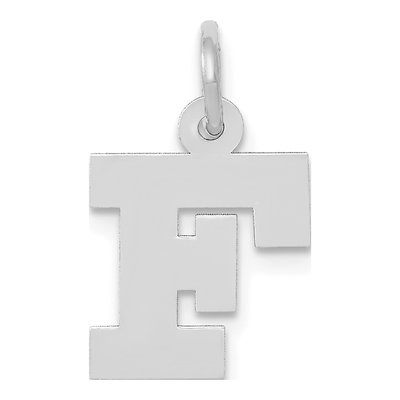 10K White Gold Block Initial F Pendant
