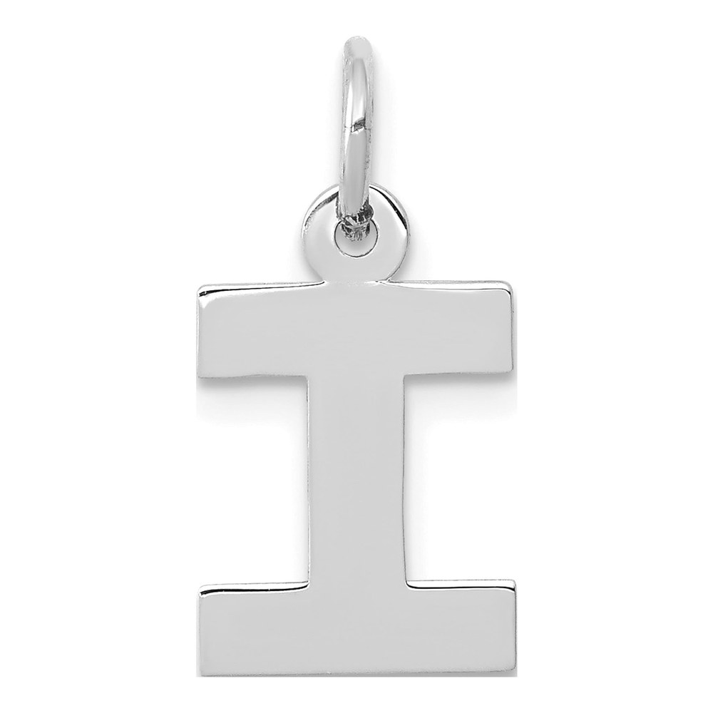 10K White Gold Initial I Charm