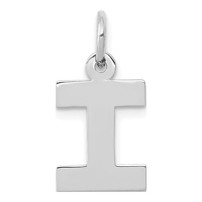 10K White Gold Initial I Charm