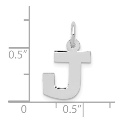 10K White Gold Small Block Initial J Charm – view 3