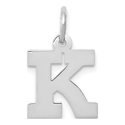 10K White Gold Initial K Charm