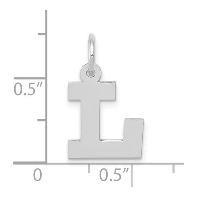 10K White Gold Block Initial L Pendant – view 3