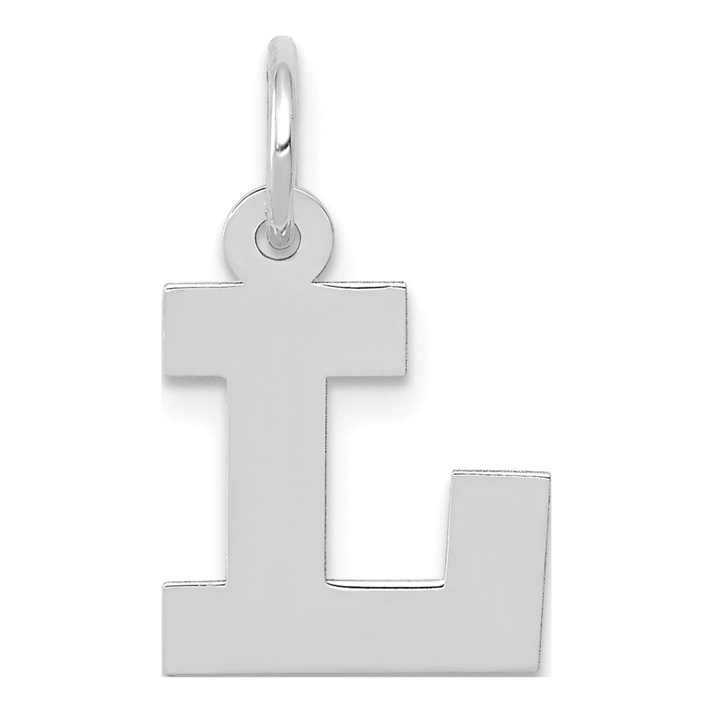 10K White Gold Block Initial L Pendant