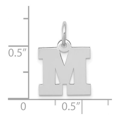 10K White Gold Block Initial M Pendant – view 3