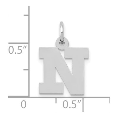 10K White Gold Block Initial N Pendant – view 3