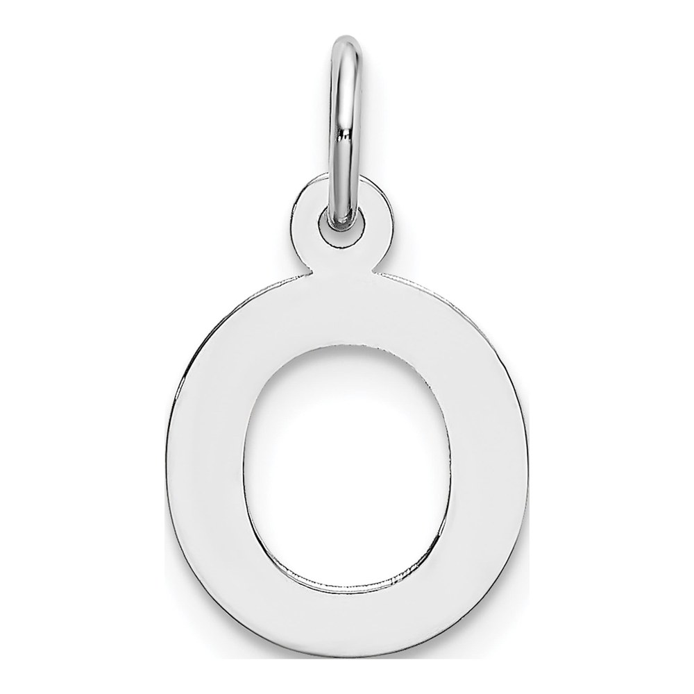 10K White Gold Block Initial O Charm