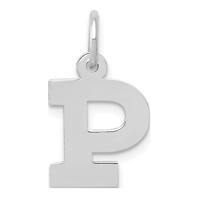 10K White Gold Small Initial P Charm