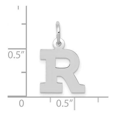 10K White Gold Block Initial R Charm – view 3