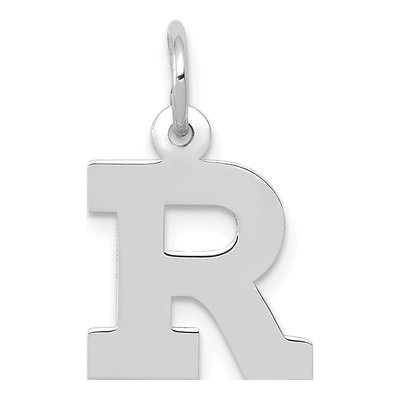 10K White Gold Block Initial R Charm