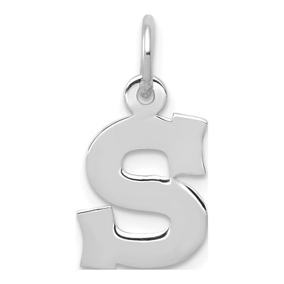 10K White Gold Initial S Charm