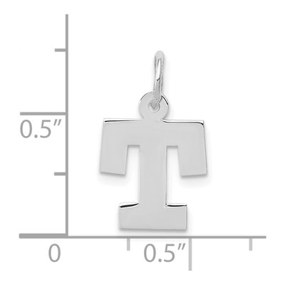 10K White Gold Block Initial T Pendant – view 3