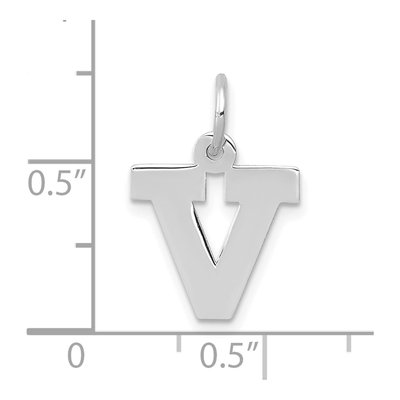 10K White Gold Block Initial V Pendant – view 3