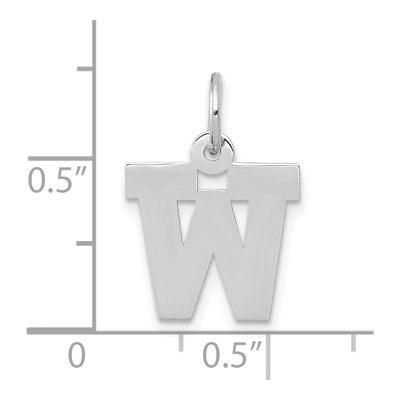 10K White Gold Block Initial W Pendant – view 3