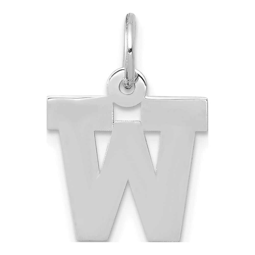 10K White Gold Block Initial W Pendant