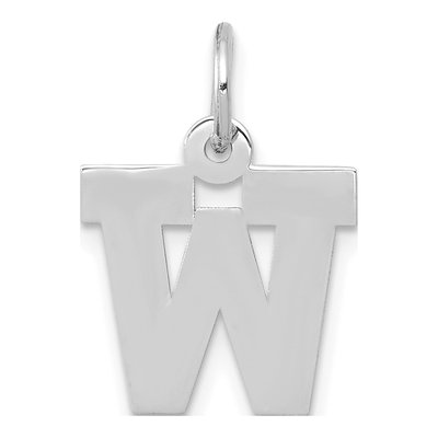 10K White Gold Block Initial W Pendant