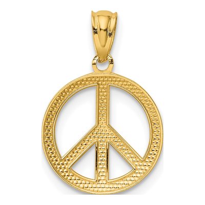 10K Yellow Gold Peace Sign Pendant – view 5