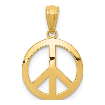 10K Yellow Gold Peace Sign Pendant