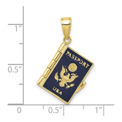 10K Yellow Gold 3-D Passport That Opens Pendant – view 4
