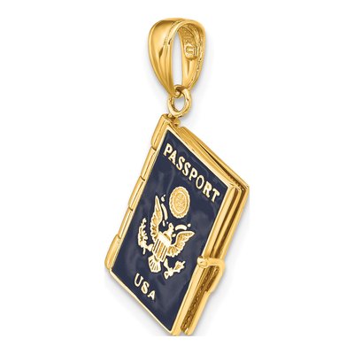 10K Yellow Gold 3-D Passport That Opens Pendant – view 6