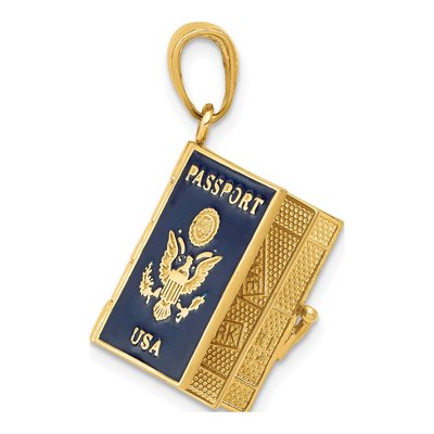 10K Yellow Gold 3-D Passport That Opens Pendant – view 7