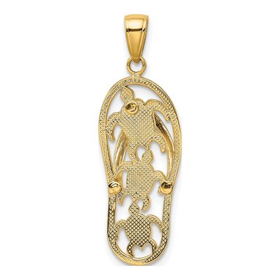 10K Yellow Gold Flip-Flop Sea Turtle Pendant – view 5