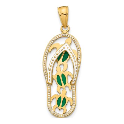 10K Yellow Gold Flip-Flop Sea Turtle Pendant