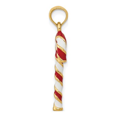 10K Yellow Gold Enamel Candy Cane Pendant – view 3
