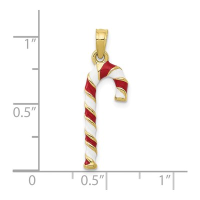 10K Yellow Gold Enamel Candy Cane Pendant – view 5