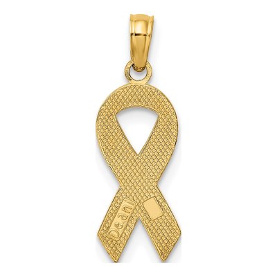 10K Yellow Gold Pink Enamel Awareness Ribbon Pendant – view 4