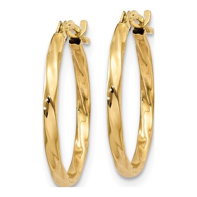 10K Yellow Gold 14mm Twist Hoop Earrings – view 3