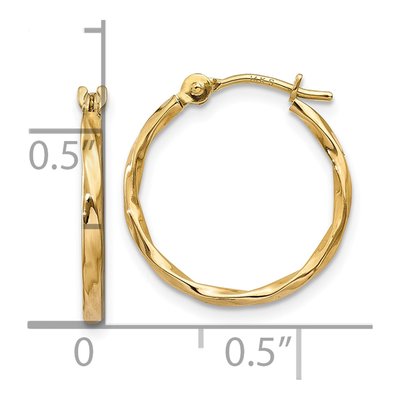 10K Yellow Gold 14mm Twist Hoop Earrings – view 5