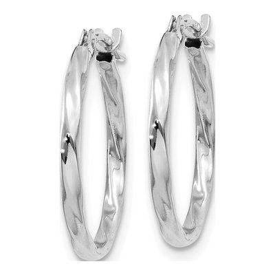 10K White Gold 14mm Twisted Hoop Earrings – view 3