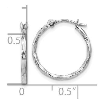 10K White Gold 14mm Twisted Hoop Earrings – view 5