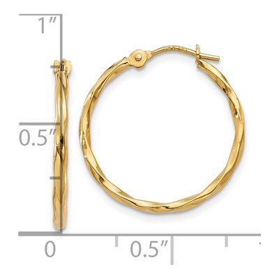 10K Yellow Gold 17mm Twist Hoop Earrings – view 3