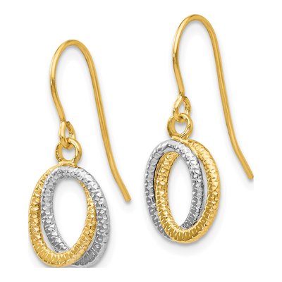 10K Two-Tone Gold Textured Dangle Earrings – view 3