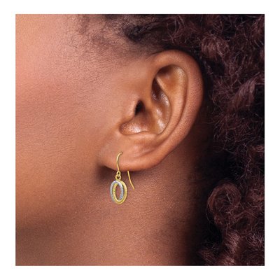 10K Two-Tone Gold Textured Dangle Earrings – view 4