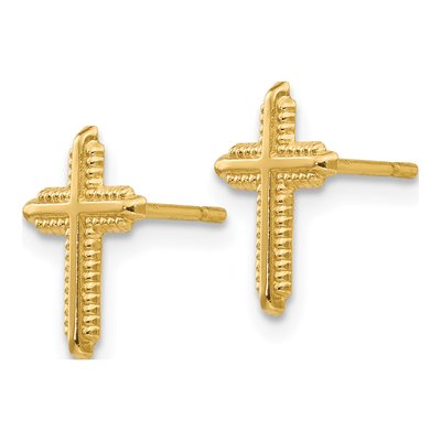 10K Yellow Gold Cross Stud Earrings – view 3