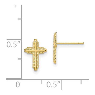 10K Yellow Gold Cross Stud Earrings – view 5
