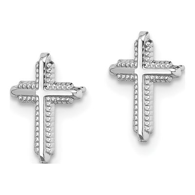 10K White Gold Cross Stud Earrings – view 3