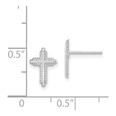 10K White Gold Cross Stud Earrings – view 5