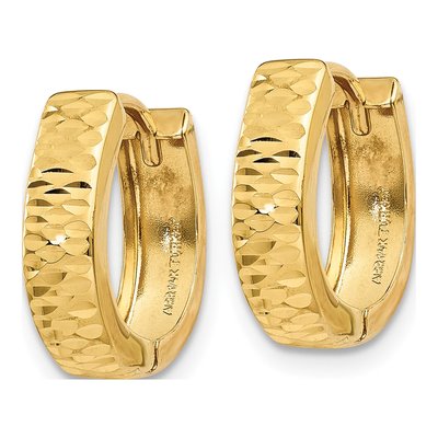 10K Yellow Gold 12mm Textured Huggie Hoop Earrings – view 3