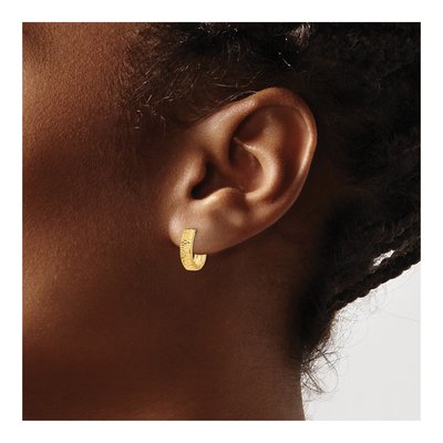 10K Yellow Gold 12mm Textured Huggie Hoop Earrings – view 4