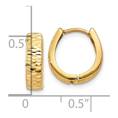 10K Yellow Gold 12mm Textured Huggie Hoop Earrings – view 5
