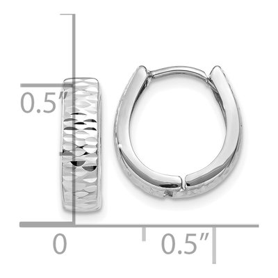 10K White Gold 12mm Textured Huggie Hoop Earrings – view 4