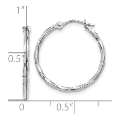10K White Gold 19mm Twisted Hoop Earrings – view 5