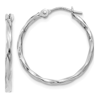 10K White Gold 19mm Twisted Hoop Earrings
