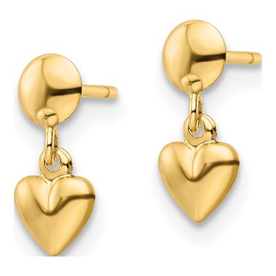 10K Yellow Gold Heart Dangle Earrings – view 3