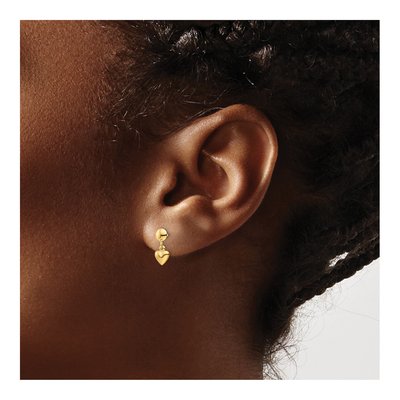 10K Yellow Gold Heart Dangle Earrings – view 4